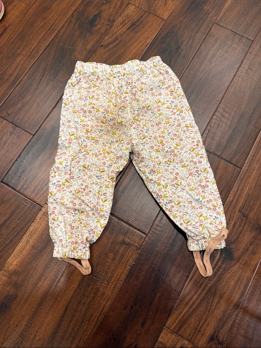 Pehr Floral Elastic Waist Joggers - White with Pink & Yellow Floral